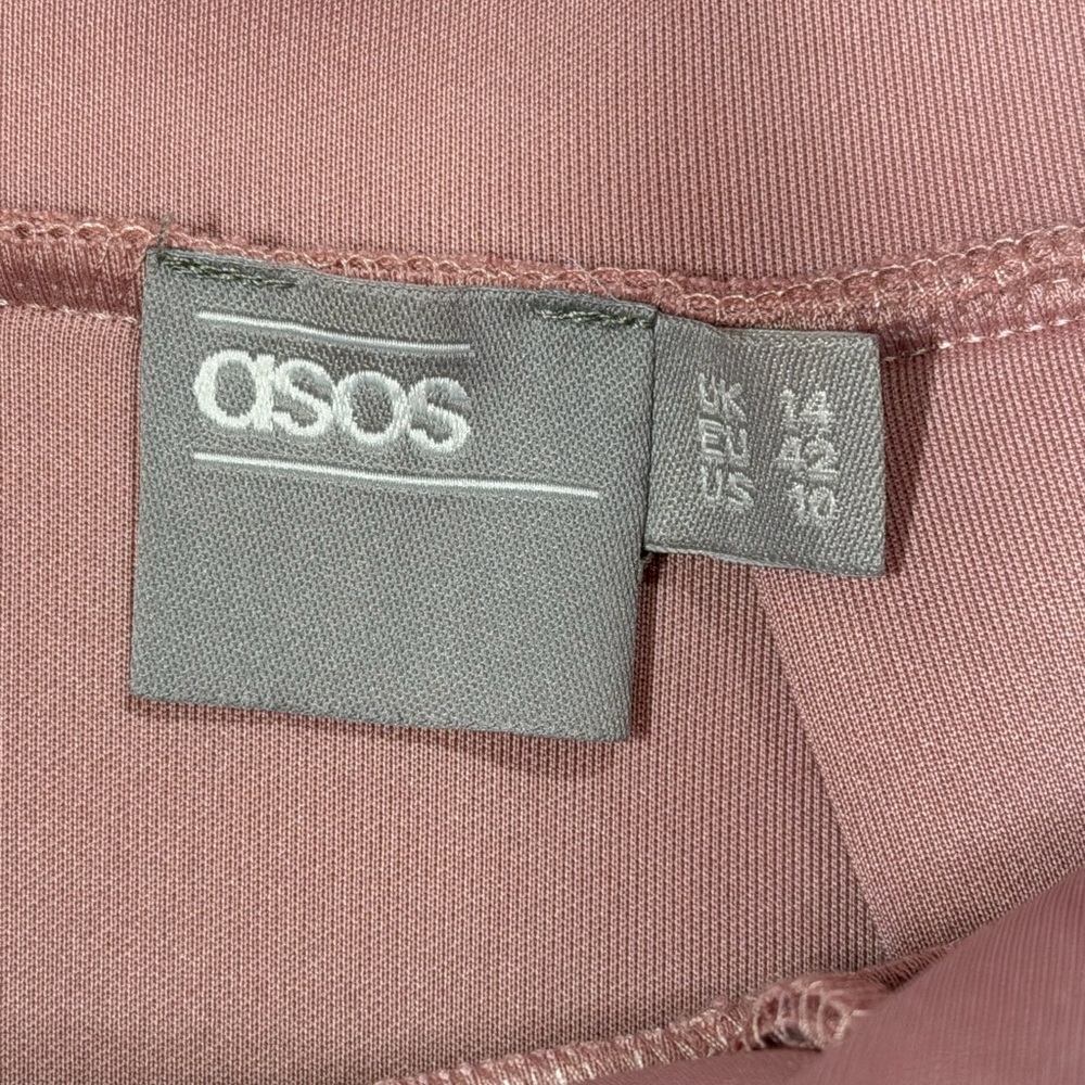 ASOS DESIGN - Strappy Ruffle Scuba Dress in Pink - Size 10 - Picture 6 of 9